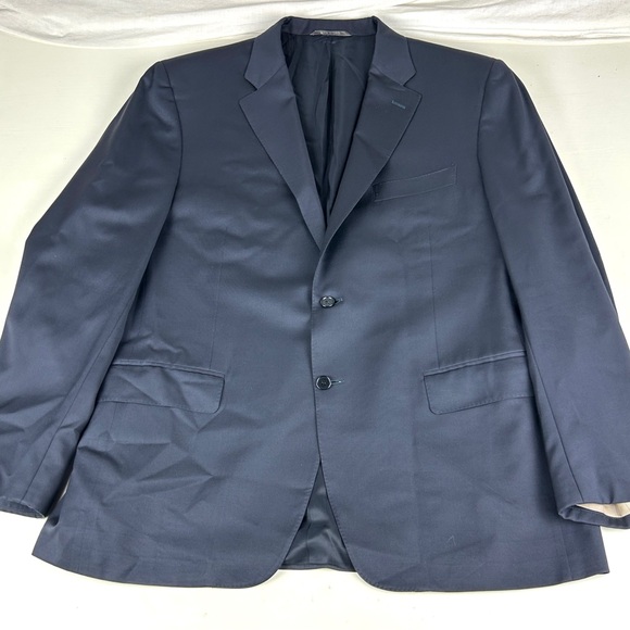 CANALI Sport Coat Jacket Mens 46R Two Button Wool Dark Blue Recent Tag Italy